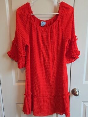 CeCe Red Ruffle-Sleeve Dress -